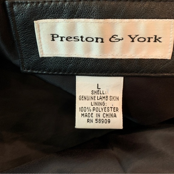 Genuine Lambskin leather black long jacket by Preston & York Womens Sz L - Picture 14 of 14